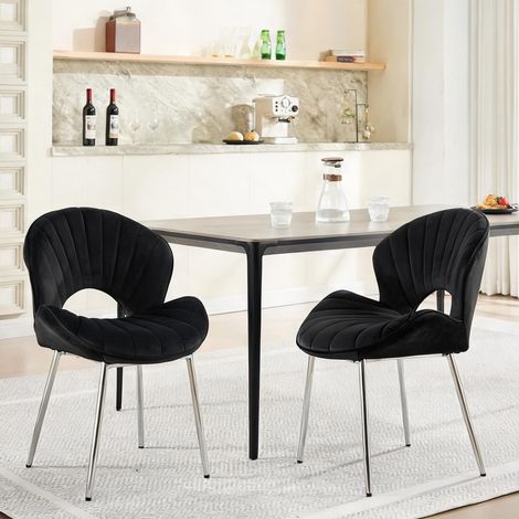 Set de 2 chaises velours noir métal 53 x 62,5 x 83 cm (1/5)