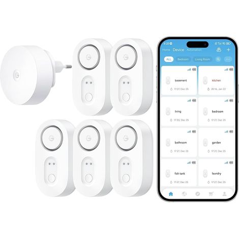 Détecteur d'eau intelligent 1s avec portée 550 m capteur d'eau Wi-Fi avec SMS e-mail application push et alarme acoustique durée de vie batterie 5 ans (1/5)
