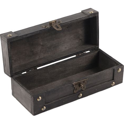 Boîte de Rangement Vintage en Bois avec Fermoir Alliage pour Bijoux - Décoration Maison Grise (1/5)