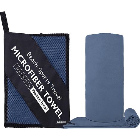 Schnelltrocknendes Mikrofaser-Sporthandtuch – Ultra-saugfähiges und kompaktes, doppelseitiges Fitness-, Yoga- und Schwimmhandtuch 40 x 80 cm – Marineblau-x