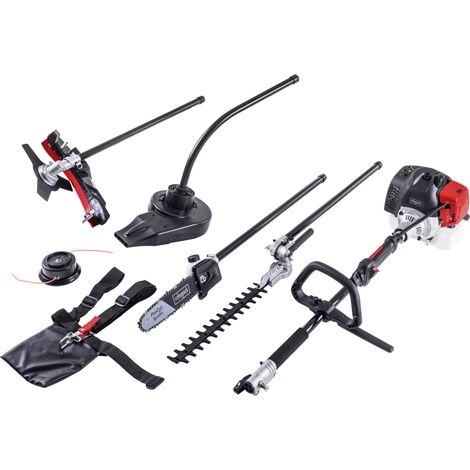 Scheppach Outil de jardin multifonction 5 en 1 MTC42-5P – Outil multifonction thermique – Taille-haies – Elagueuse sur perche – Coupe-bordures – Débroussailleuse thermique – Souffleur de feuilles