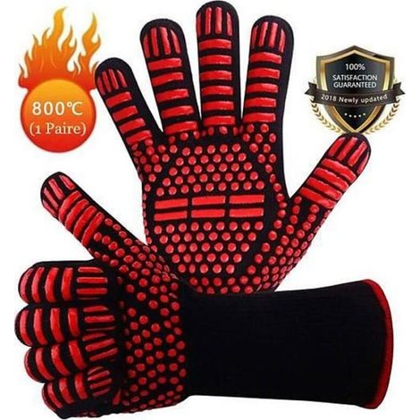 Gants de barbecue résistants à la chaleur - Anti-brûlures - Universels - Résistants à la chaleur jusqu'à 800 °C - Une paire (1/3)