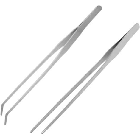 BUNTHAUS Professionelle Edelstahlpinzette – Präzise gebogene gezahnte Pinzette – Ellenbogen und gerader Kopf – 27 cm – geeignet für Lebensmittelküche, Industriearbeiten (1/5)