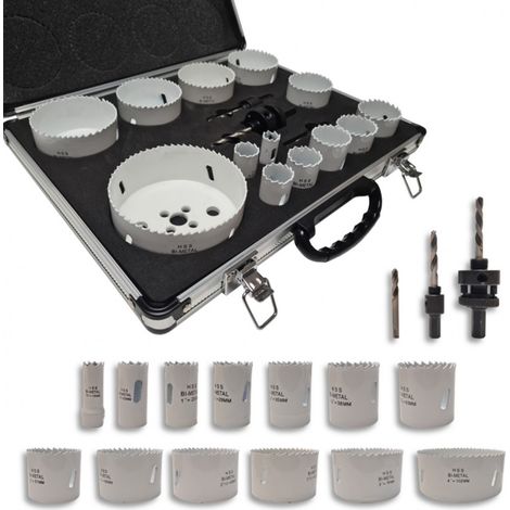Diamwood – Coffret 13 trépans Bi-Métal HSS PRO D. 16 à 102 mm – Pour acier, bois, PVC – Coupe nette et précise – Accessoires inclus
