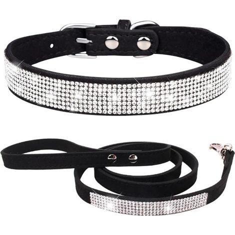 Ensemble collier et laisse pour chien INF à strass scintillants, taille XS (1/3)