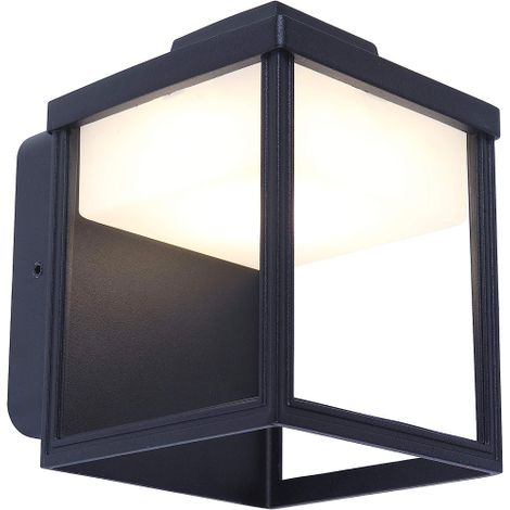 Hom - Lampada LED da parete per esterni, in alluminio, 16 W, 400 lumen, 3000 Kelvin (1/3)