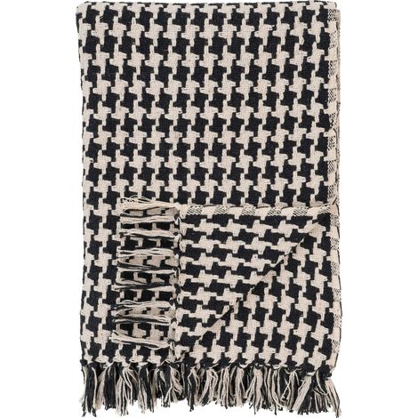 Jeté de canapé noir & blanc – motif pied-de-poule FALLON (1/2)