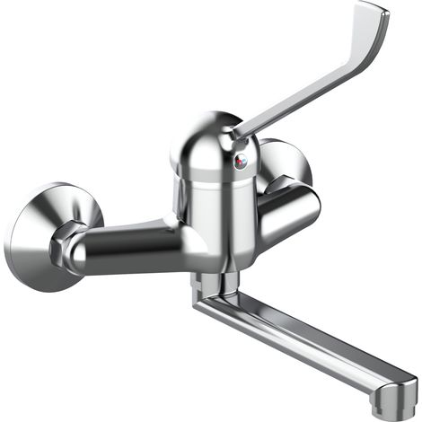 TIEMME K03LC Wand-Spültischbatterie mit Arzthebel u. Schwenkauslauf 180 mm (1/3)