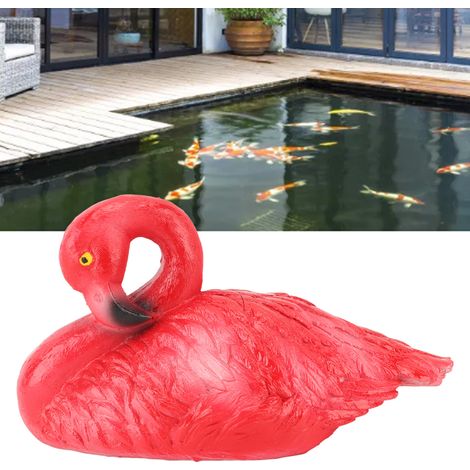 Ornement flamant rose flottant pour bassins et aquariums, petite taille, flamant rose rouge flottant au repos. (1/5)