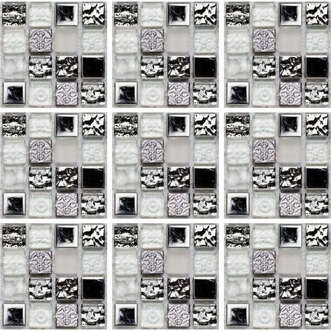 Stickers mosaïque carrelage mural 15x15cm – Lot de 10 pièces – Imperméables et résistants à l'eau – Faciles à appliquer (1/5)