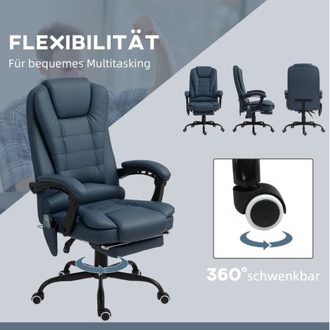 Sedia ufficio 79x67x111-121 cm in similpelle blu, massaggio 7 punti per home office FloraGrace (1/5)