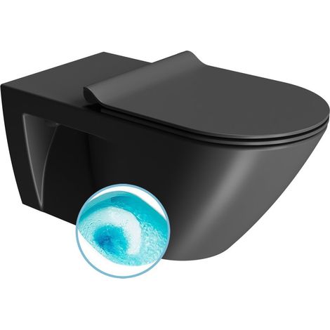 WC suspendu COMMUNITY, Swirlflush, 36x70cm, noir double mat (1/2)