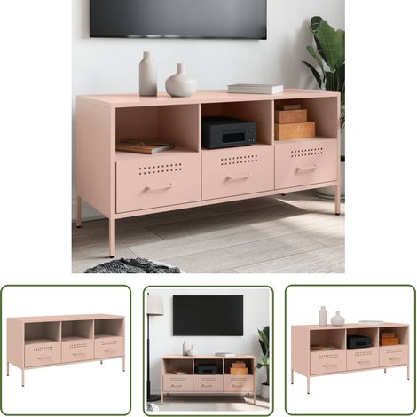 The Living Store TV-Schrank Rosa 100,5x39x50,5 cm Stahl - TV-Schrank - Industriestyl - Rosa - Stahl - Regal (1/5)