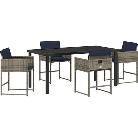 Maison Exclusive - Set da Pranzo per Giardino con cuscino 5 pcs Grigio polyrattan (1/5)