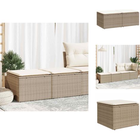 2-tlg. Garten-Sofagarnitur mit Kissen Beige Poly Rattan Akazie - Garten Sofagarnitur - Garten Sofagarnituren - Outdoor Sofagarnitur - Sofagarnitur Terrasse (1/5)
