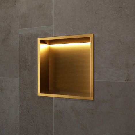 Hornacina de ducha INDIC con LED oro cepillado (1/3)