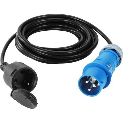 CEE-Adapterkabel, 230 V, 16 A, 3-polig, rechtwinkliger Schuko-Stecker, IP44, für Wohnmobil/Boot (1/5)