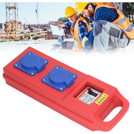 Prise industrielle à deux sorties et trois broches, boîtier d'alimentation portable, boîtier d'alimentation temporaire pour chantiers de construction, protection IP44, 220-250 V CA. (1/5)
