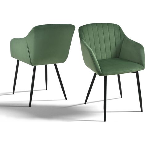 Goeurvant – Lot de 2 chaises de salle à manger minimalistes – Assise large en cuir PU – Accoudoirs ergonomiques – Capacité 150 kg – Marron foncé