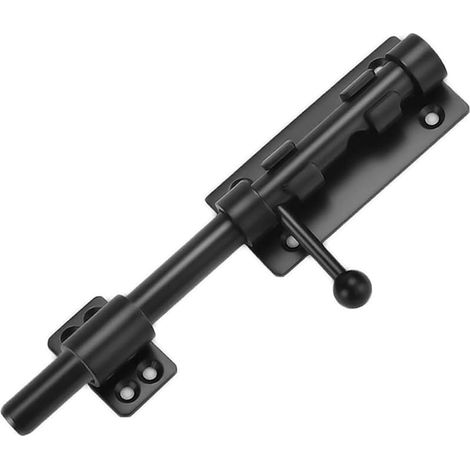 Verrou loquet porte coulissant acier inoxydable de avec trou de cadenas, Serrure de Porte de sécurité à Barillet Verrou portail à Boulon fermeture porte longue 14mm de diamètre 8 inch noir (1/5)