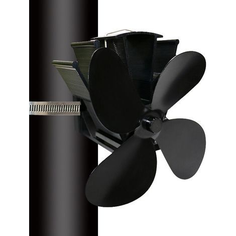 Ventilateur de poêle à fumée - 4 pales fixées sur le conduit de cheminée (1/4)