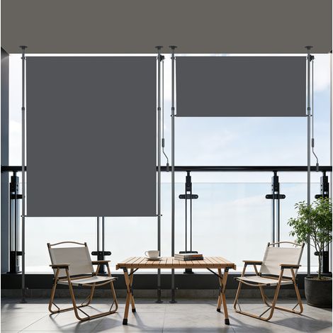Store vertical extérieur 200x270 cm en polyester anthracite, sans perçage, pour balcon – MEUBLIV (1/5)