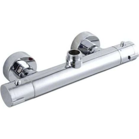 Mitigeur thermostatique de douche, double levier, montage mural, avec mitigeur thermostatique d'eau - bec vers le haut, pour salles de bains, camping-cars et baignoires (1/4)