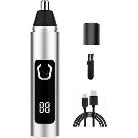 Professioneller elektrischer Nasenhaartrimmer, tragbar und mini, USB-aufladbar, silberfarben. (1/5)