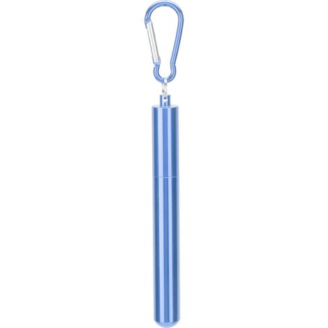 Paille à boire pliable, portable et réutilisable en acier inoxydable avec goupillon de nettoyage et boîte de rangement (bleu) (1/5)