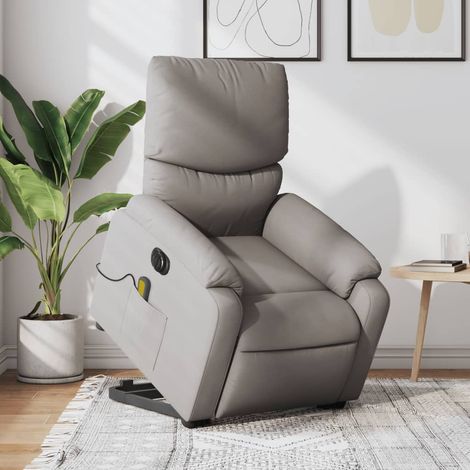 Elektrischer Massagesessel mit Aufstehhilfe Taupe Stoff