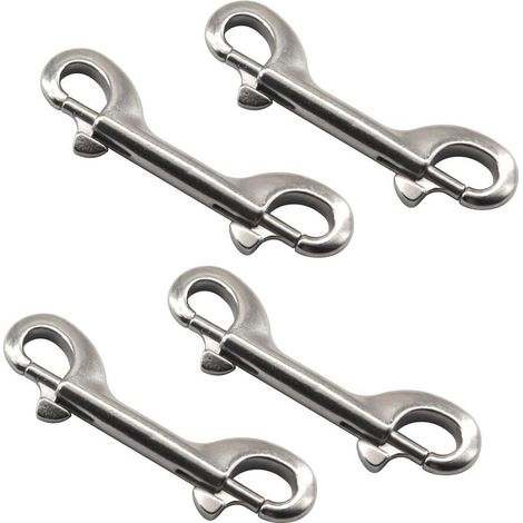 4 pièces 76 mm Mousqueton à double extrémité en acier inoxydable 304 pour chaîne de chien, porte-clés, hamac (1/4)