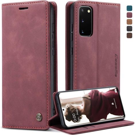 Coque portefeuille à rabat pour Samsung Galaxy S20, cuir PU, fonction support, fermeture magnétique (1/5)