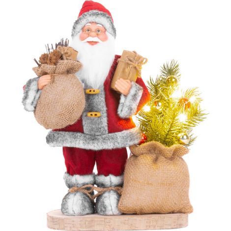 Dekoration MagicHome Weihnachten, Weihnachtsmann mit Tasche und Baum, LED, 3xAAA, 30 cm (1/3)