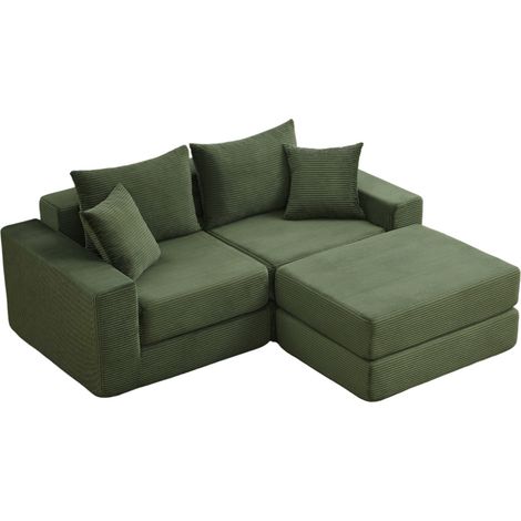 Sofá modular verde de pana HOMVRA