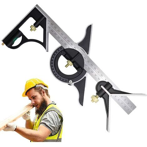 Square Protractor for Woodworking - Square - High-quality precision tool for woodworking and metalworking - Universal adjustable angle measuring instrument for construction and projects (1/5)