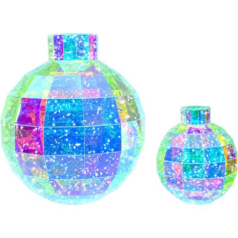Pallina di Natale a LED prismatica iridescente 2 pz Multicolore vidaXL (1/5)