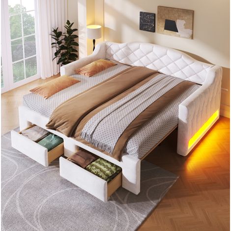 Cama dormitorio extensible con cajones y LED OKMYHOME (1/5)