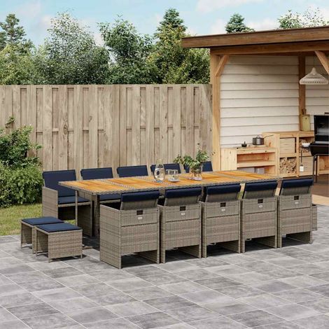 vidaXL Set da pranzo da giardino da 15 pz con Cuscini Grigio (1/5)