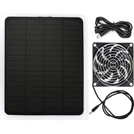 Solarpanel-Lüfter-Set, 10 W, wasserdichtes, solarbetriebenes Lüfter-Set, Solar-Abluftventilator für den Außenbereich für Gewächshaus, Hühnerstall, Schuppen, Haustierhaus