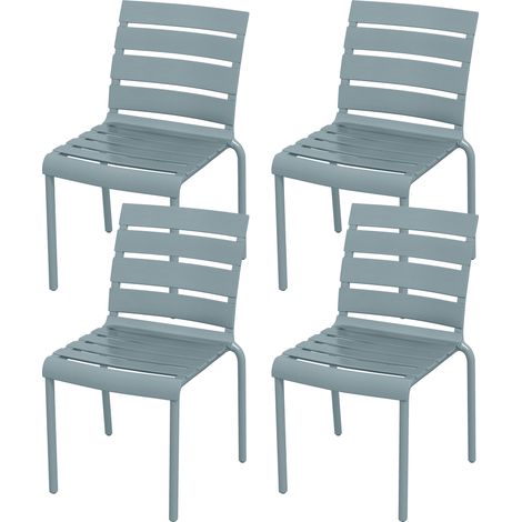 Chaises de jardin empilables lot de 4 gris assise dossier lattes 42x54x78 cm