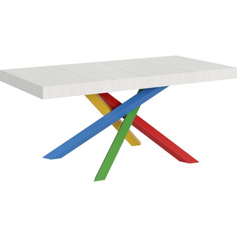 Tavolo allungabile 180/284x90 cm Volantis bianco frassino gambe multicolore 4/B