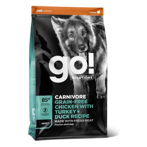 Va Poulet sans grain de carnivore, Turquie + chien de chien adulte de canard - 1,6 kg