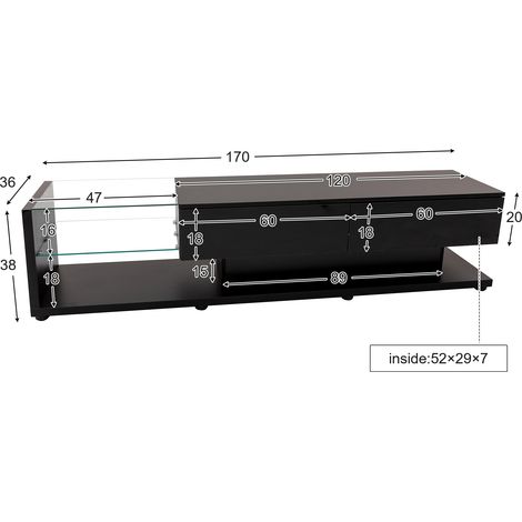 Meuble TV moderne avec étagères en verre et éclairage LED variable, meuble bas salon haut brillant, design rustique et contemporain, meuble de divertissement pour salon. (1/5)