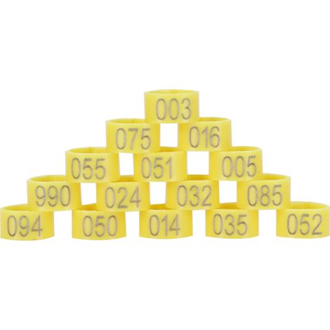 100 Vogelbeinringe, 10 mm, nummeriert 001–100, Kennzeichnungsclips für Tauben und Geflügel, Gelbes Geflügelzubehör (1/5)