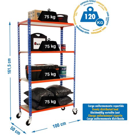 Simonrack Modulare blaue Regal mit einer Tragfähigkeit von 120 kg