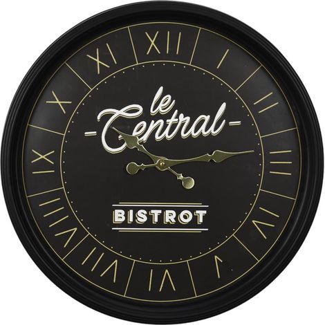 Horloge Murale "Bistrot" 50cm Noir (1/4)