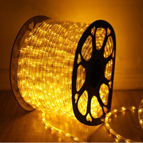 Chaîne lumineuse extérieure imperméable à l'eau LED Festival décoration néon - jaune - (24 lumières) 100m - avec prise normalement brillante