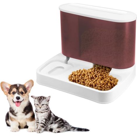 Distributeur automatique de nourriture et d'eau 2 en 1 pour chat - Distributeur d'eau et d'alimentation par gravité (rose) (1/5)