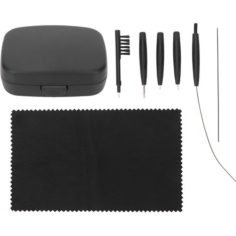 8pcs Kit Nettoyeur Pro-Auditif : Brosse Légère + Cure-Oreilles Anti-Cérumen Noir (1/5)