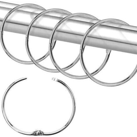 Rideaux et supports de rideauxEnsemble de 24 anneaux de rideau de douche, en acier inoxydable, à charnière, pour un glissement fluide, diamètre intérieur 50,8 mm, argentés (1/5)